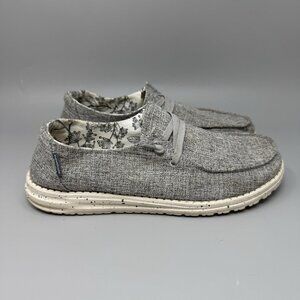 Hey Dude Shoes Womens Size 10 Gray Wendy L Linen Iron Slip On Casual Shoes